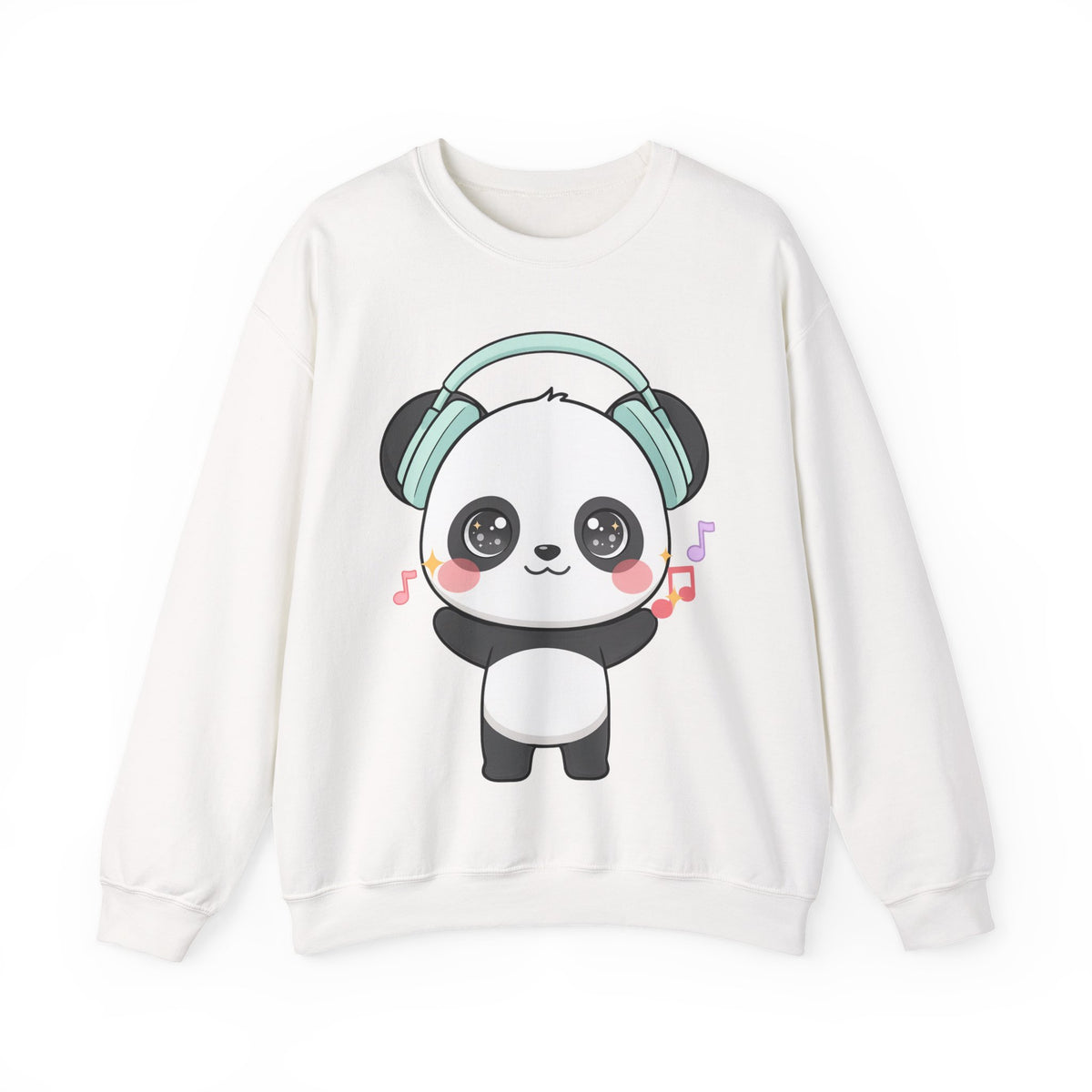Kawaii Panda Music Sweatshirt, Cute Headphone Panda Crewneck