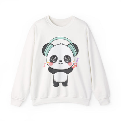 Kawaii Panda Music Sweatshirt, Cute Headphone Panda Crewneck