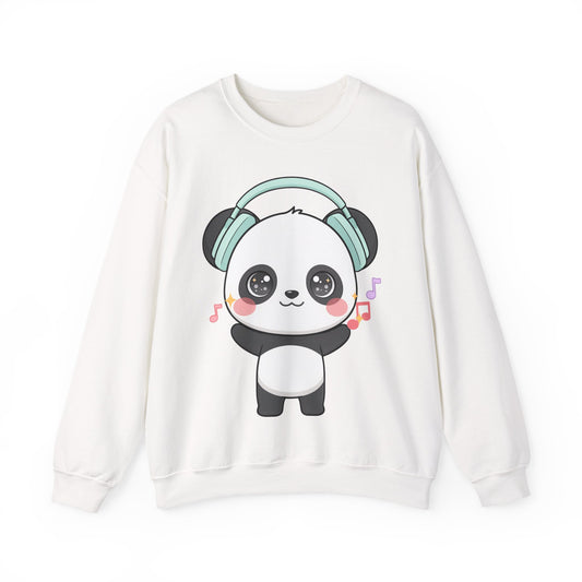 Kawaii Panda Music Sweatshirt, Cute Headphone Panda Crewneck
