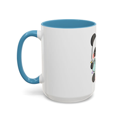 Kawaii Panda Accent Coffee Mug, Cute Plant Lover Gift