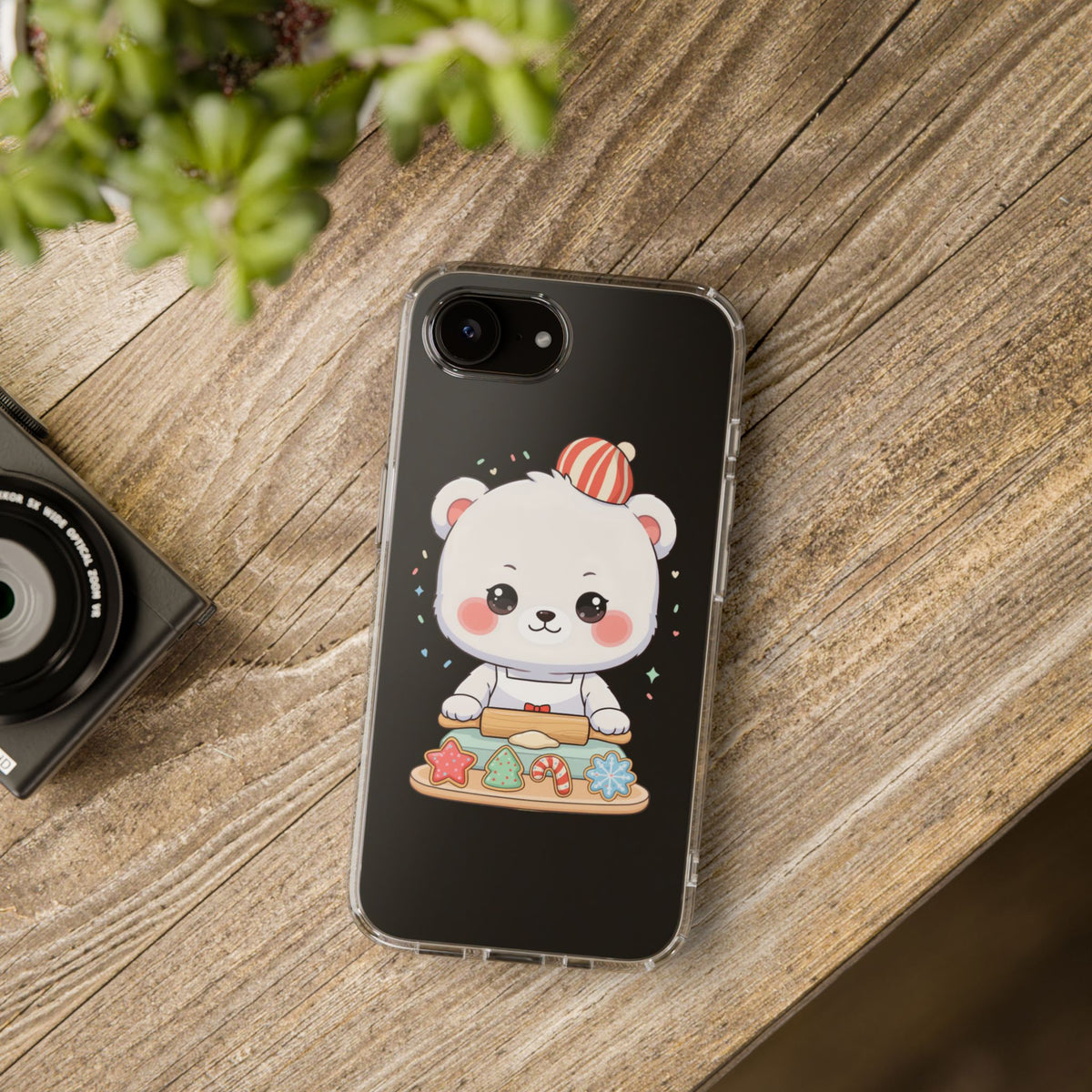 Christmas Bear Cookie Baking Clear Phone Case