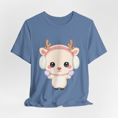 Kawaii Reindeer T-Shirt, Cute Winter Animal Tee