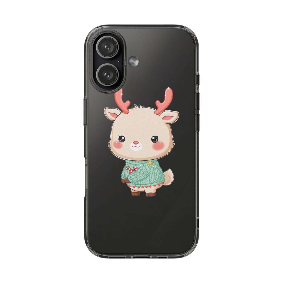 Kawaii Reindeer Clear Impact-Resistant Phone Case