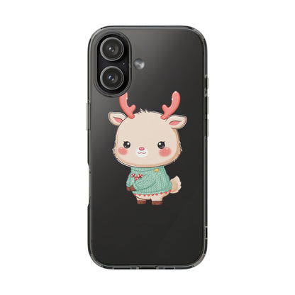 Kawaii Reindeer Clear Impact-Resistant Phone Case