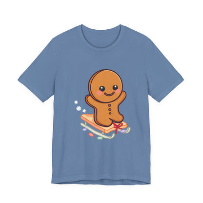 Gingerbread Man T-Shirt – Kawaii Holiday Sledding
