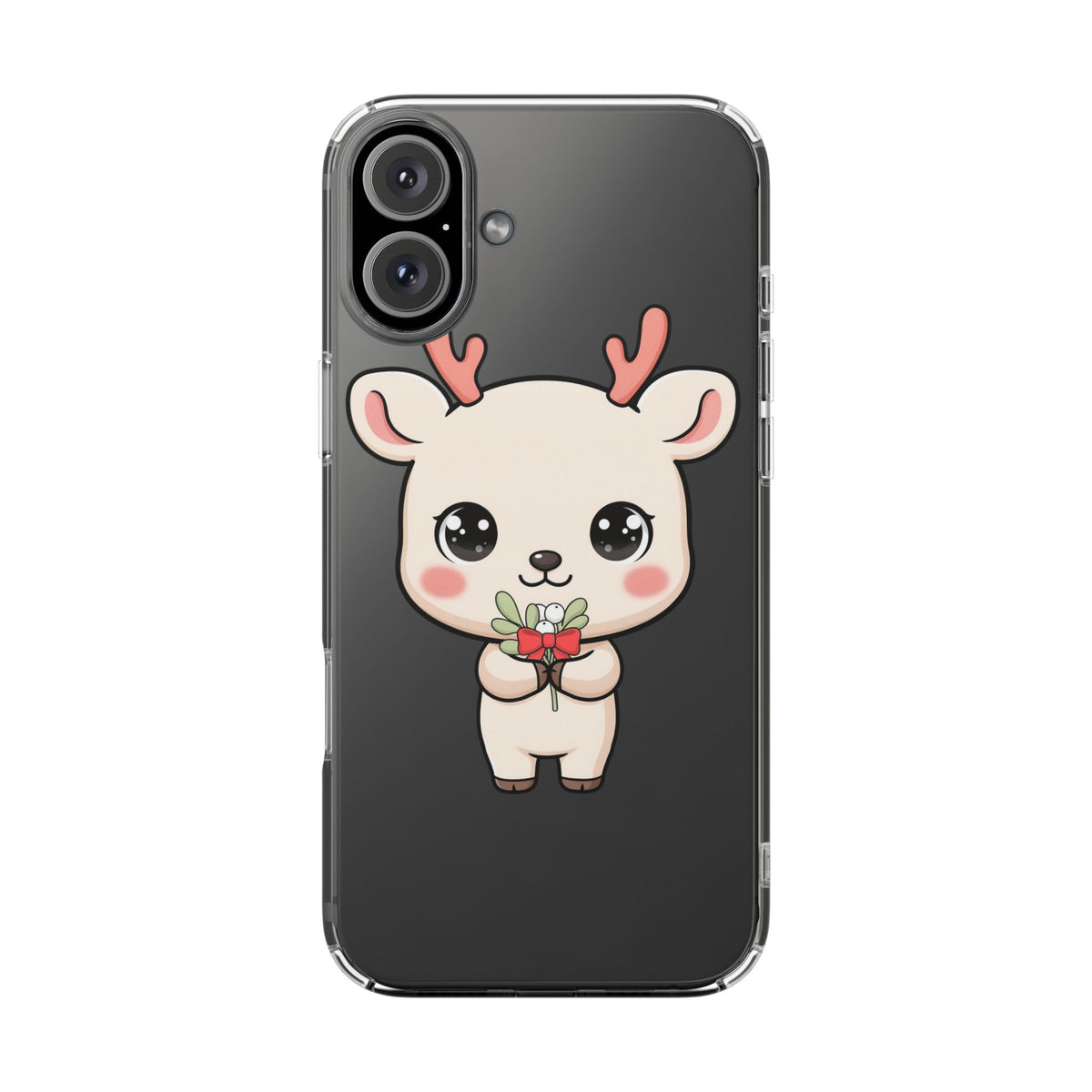 Kawaii Christmas Reindeer Clear Phone Case Gift