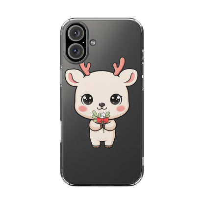 Kawaii Christmas Reindeer Clear Phone Case Gift