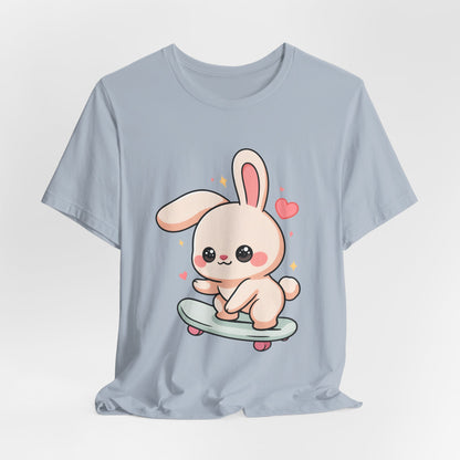 Kawaii Bunny Skateboard T-Shirt for Cute Style Fans