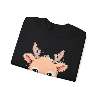 Kawaii Reindeer Christmas Sweatshirt, Cute Gift Crewneck