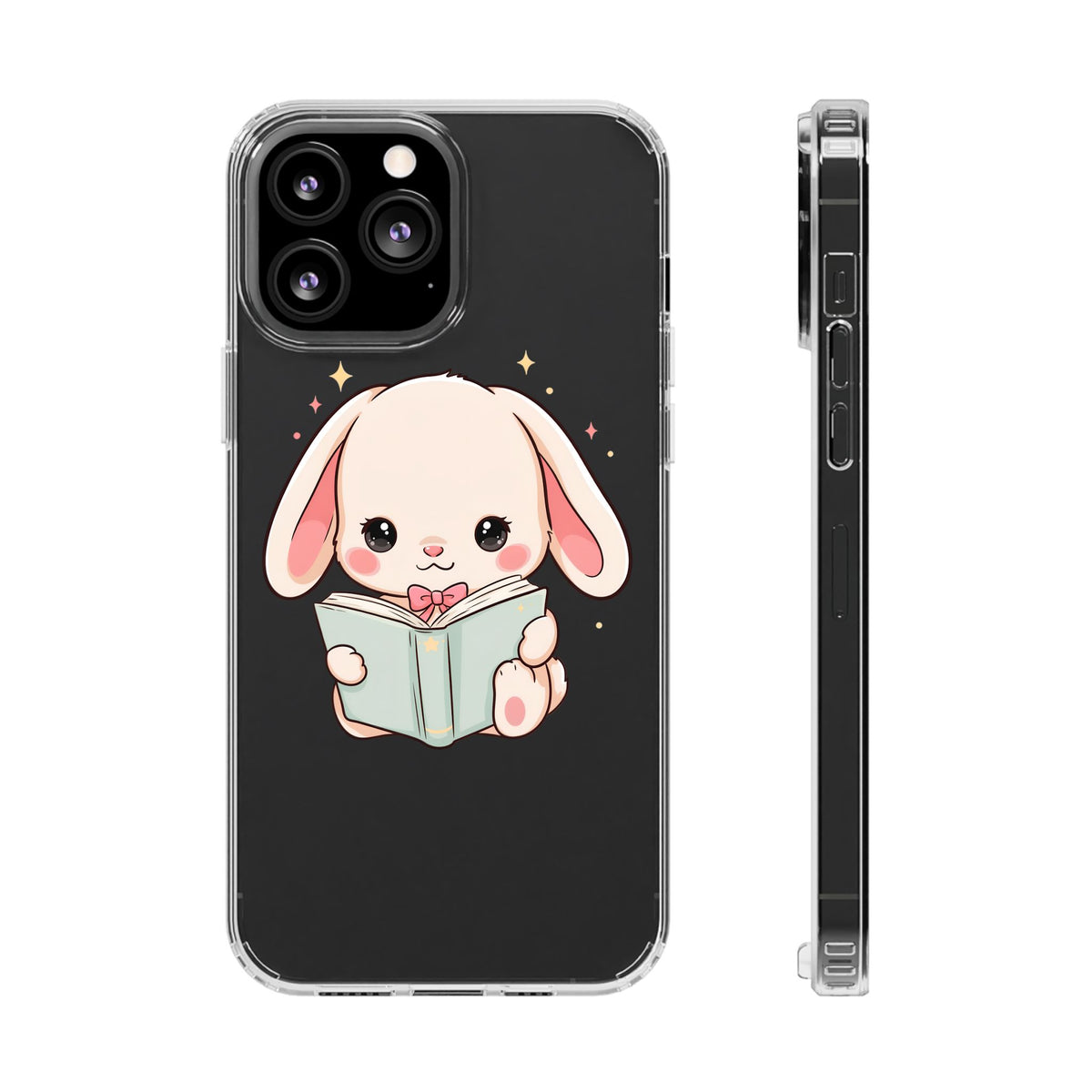 Kawaii Reading Bunny Clear Impact-Resistant Case