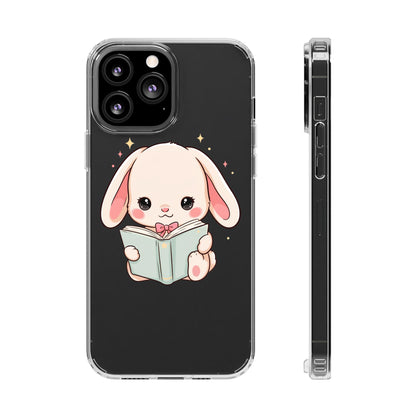 Kawaii Reading Bunny Clear Impact-Resistant Case