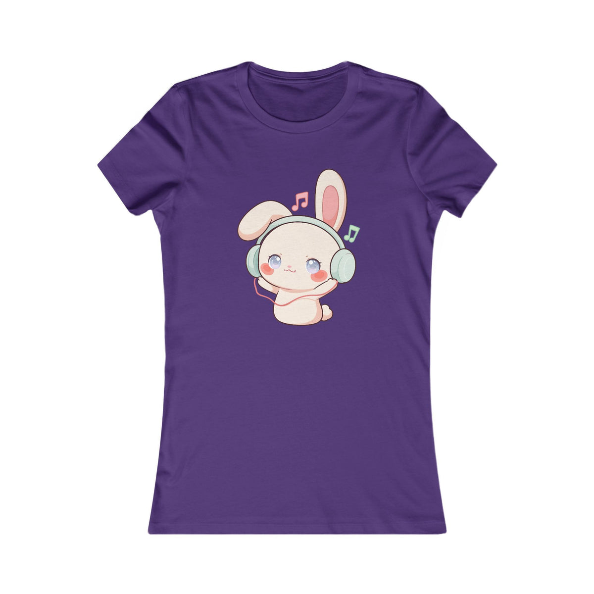 Kawaii Bunny Music Shirt for Women, Cute Headphone Rabbit Tee