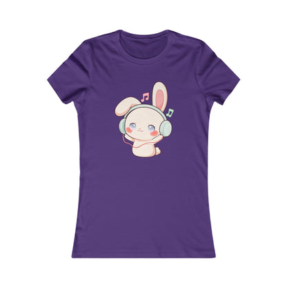 Kawaii Bunny Music Shirt for Women, Cute Headphone Rabbit Tee