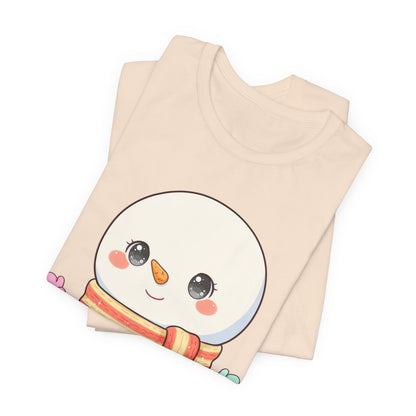 Kawaii Snowman Christmas T-Shirt for Cute Holiday Cheer