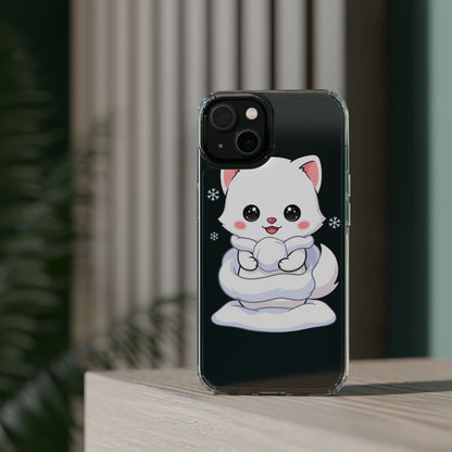 Kawaii Arctic Fox Phone Case, Cute Snow Day Gift
