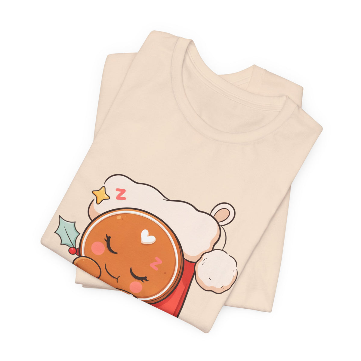 Sleeping Gingerbread Man Christmas T-Shirt, Kawaii Holiday Tee