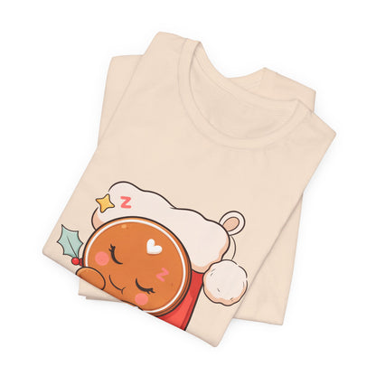 Sleeping Gingerbread Man Christmas T-Shirt, Kawaii Holiday Tee