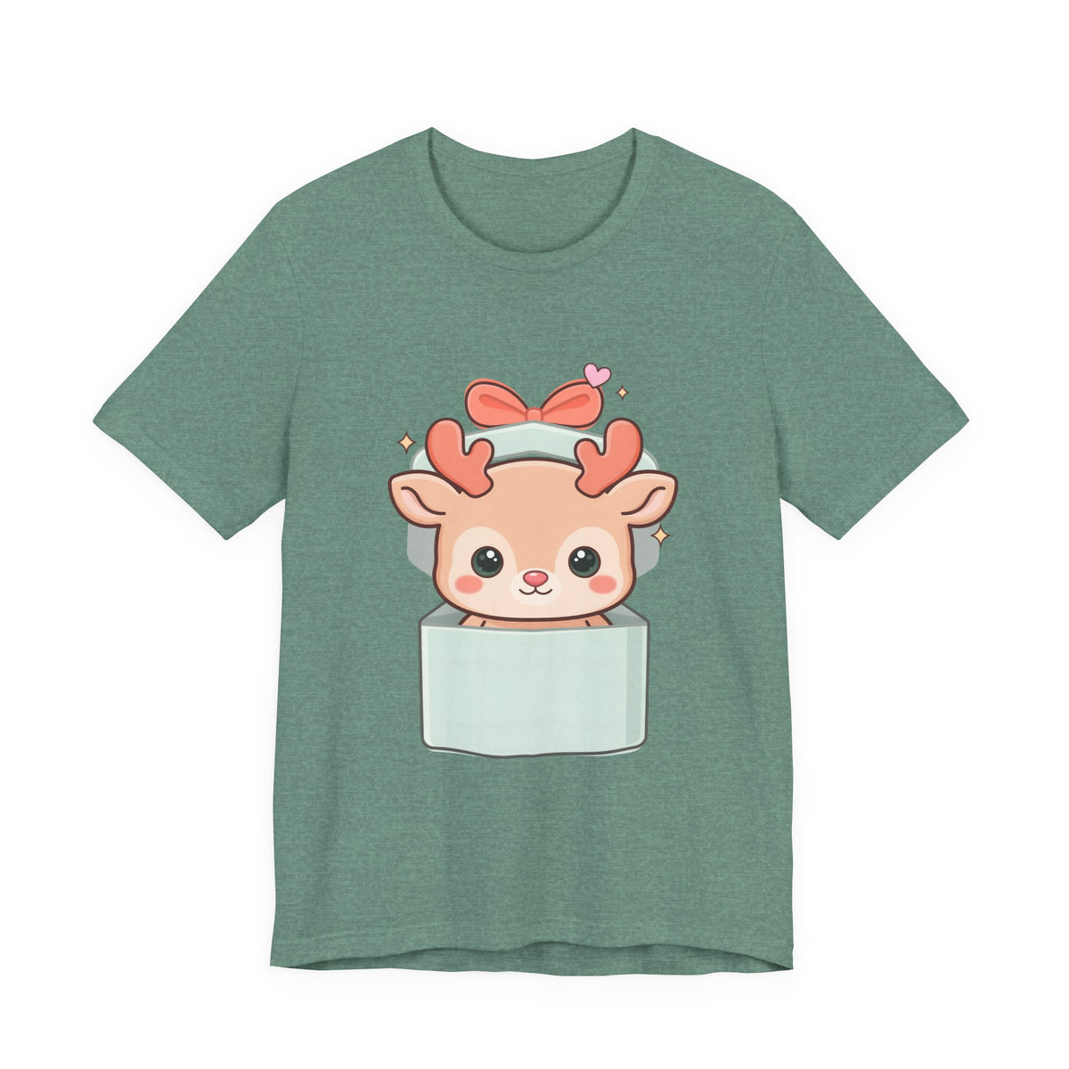 Kawaii Reindeer T-Shirt – Cute Gift Box Christmas Tee