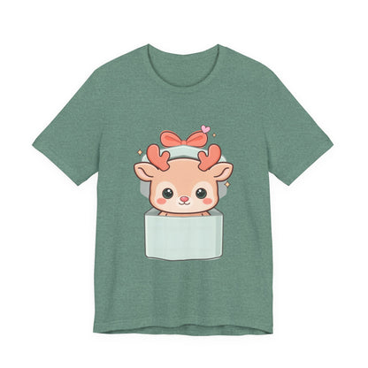 Kawaii Reindeer T-Shirt – Cute Gift Box Christmas Tee