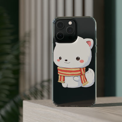 Kawaii Arctic Fox Phone Case, Cozy Christmas Scarf