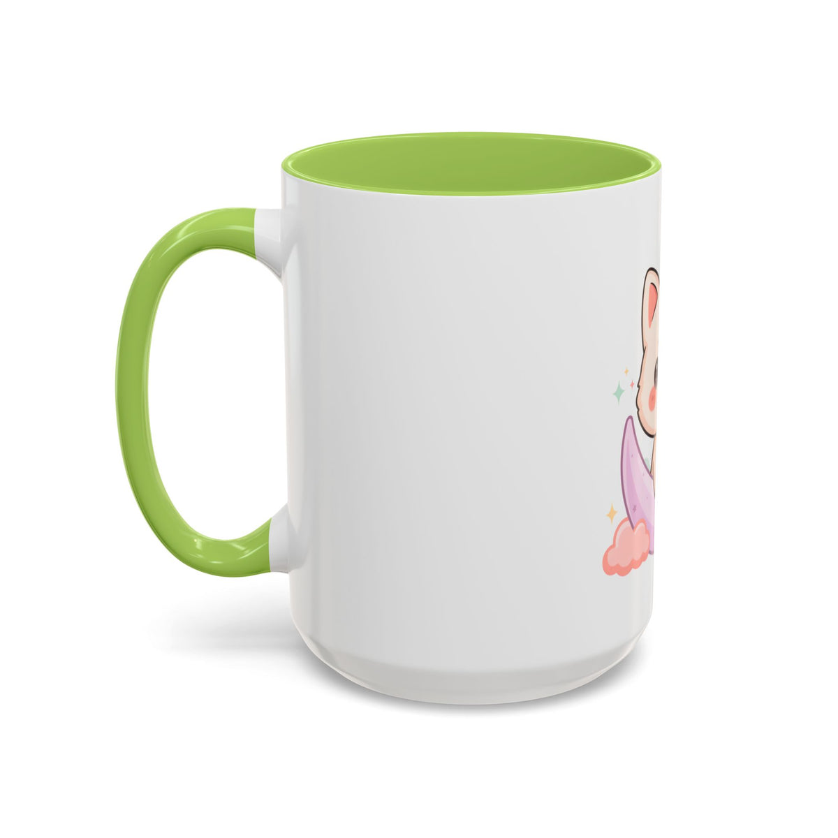 Kawaii Cat Moon Accent Coffee Mug, Cute Cat Lover Gift