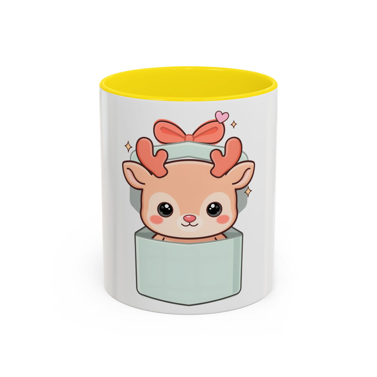 Kawaii Reindeer Christmas Mug, 11oz or 15oz Accent Coffee Mug