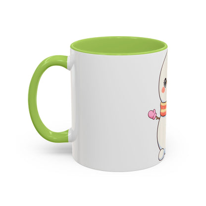 Kawaii Snowman Christmas Mug, Cute Holiday Accent Coffee Mug