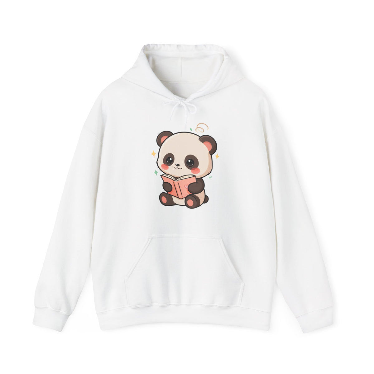 Kawaii Panda Reading Hoodie, Cozy Book Lover Sweatshirt