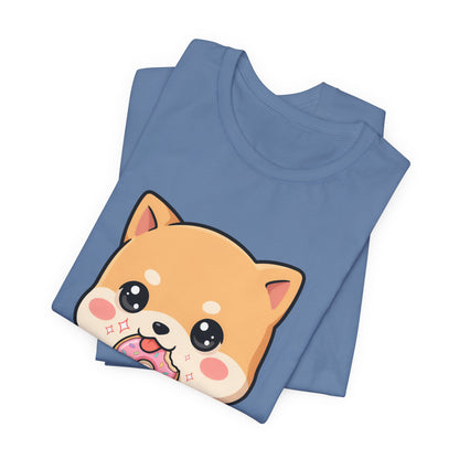 Kawaii Shiba Inu Donut Unisex Jersey Short Sleeve Tee