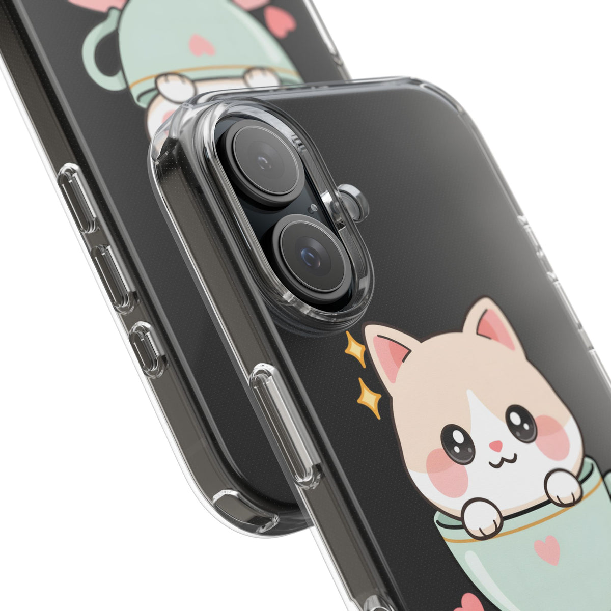 Kawaii Cat Phone Case, Cute Teacup Kitty Gift