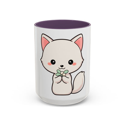 Kawaii Arctic Fox Christmas Accent Coffee Mug