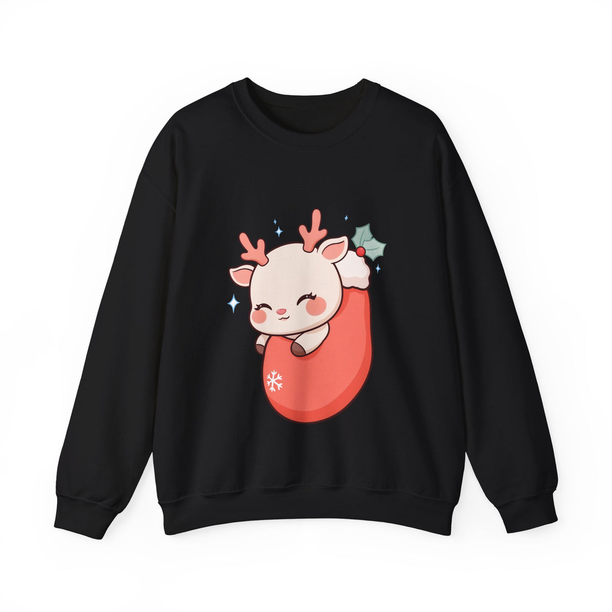 Christmas Reindeer Sweatshirt, Kawaii Stocking Holiday Gift