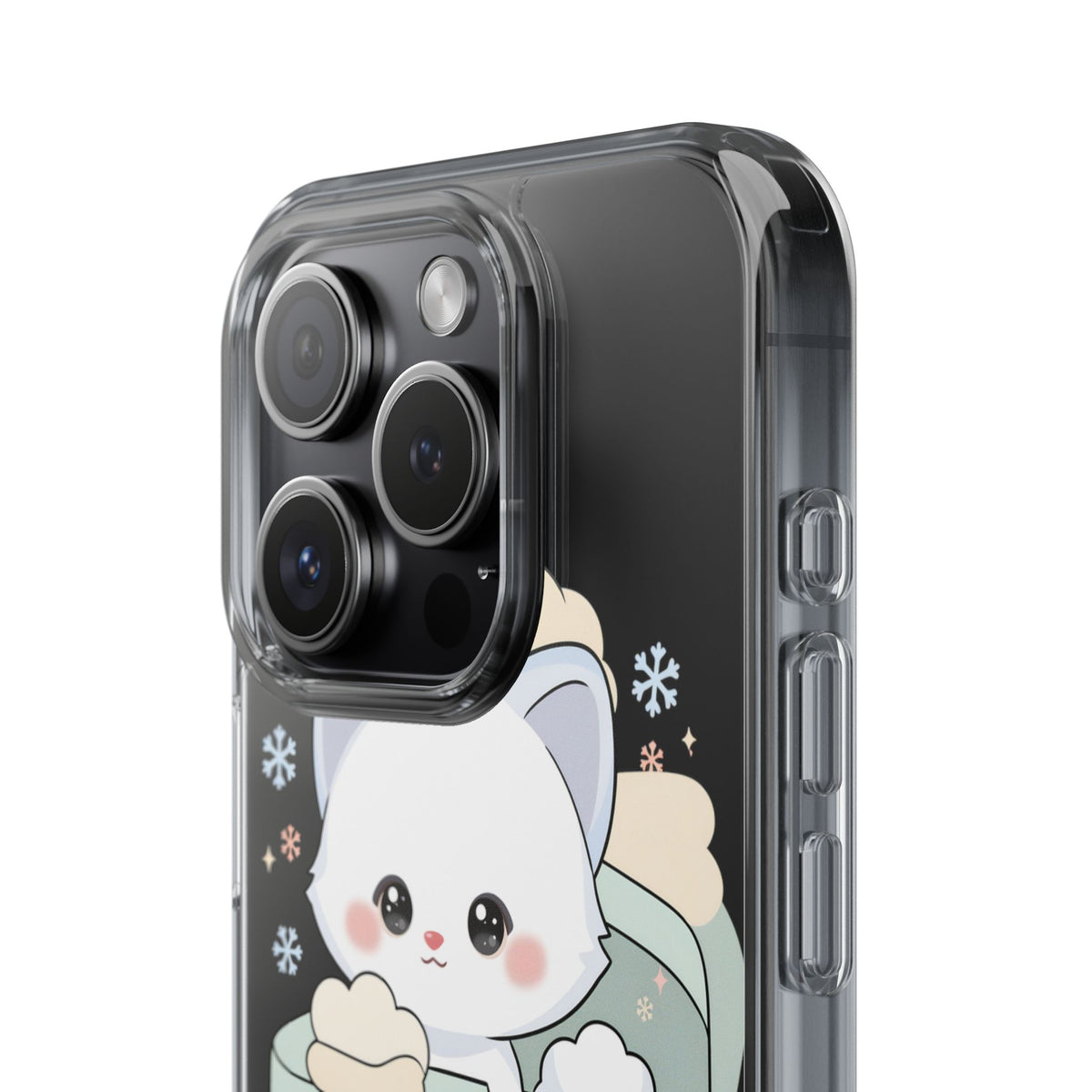 Kawaii Arctic Fox Clear Impact-Resistant Phone Case