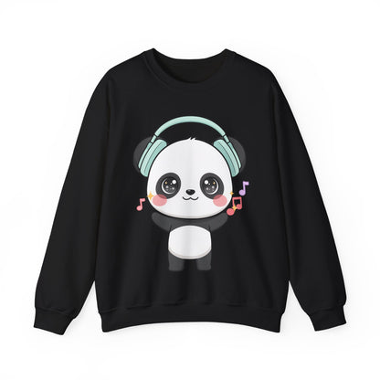 Kawaii Panda Music Sweatshirt, Cute Headphone Panda Crewneck