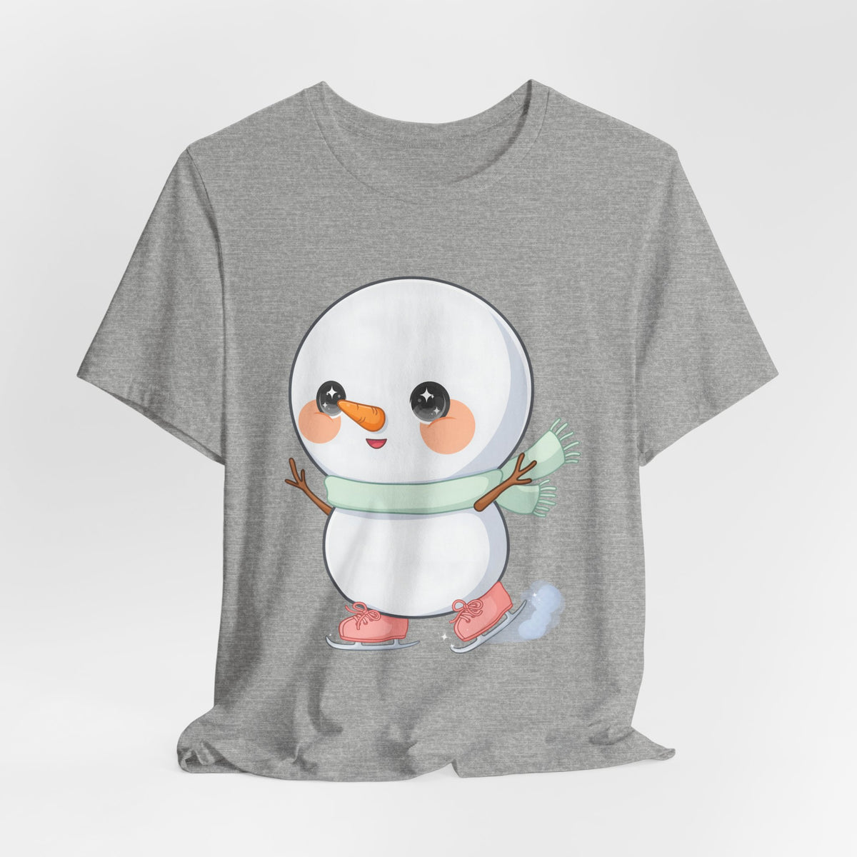 Cute Snowman T-Shirt, Kawaii Ice Skating Holiday Gift