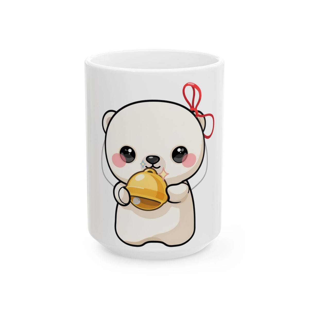 Kawaii Polar Bear Mug – Cute Jingle Bell Cub