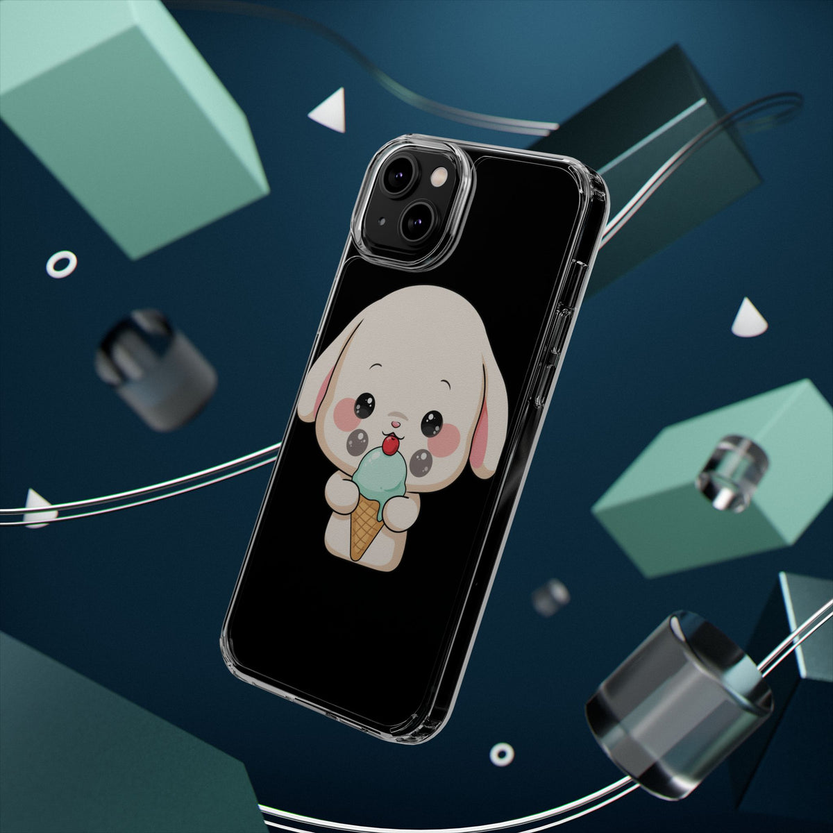 Kawaii Bunny Phone Case, Ice Cream Cutie Clear Case