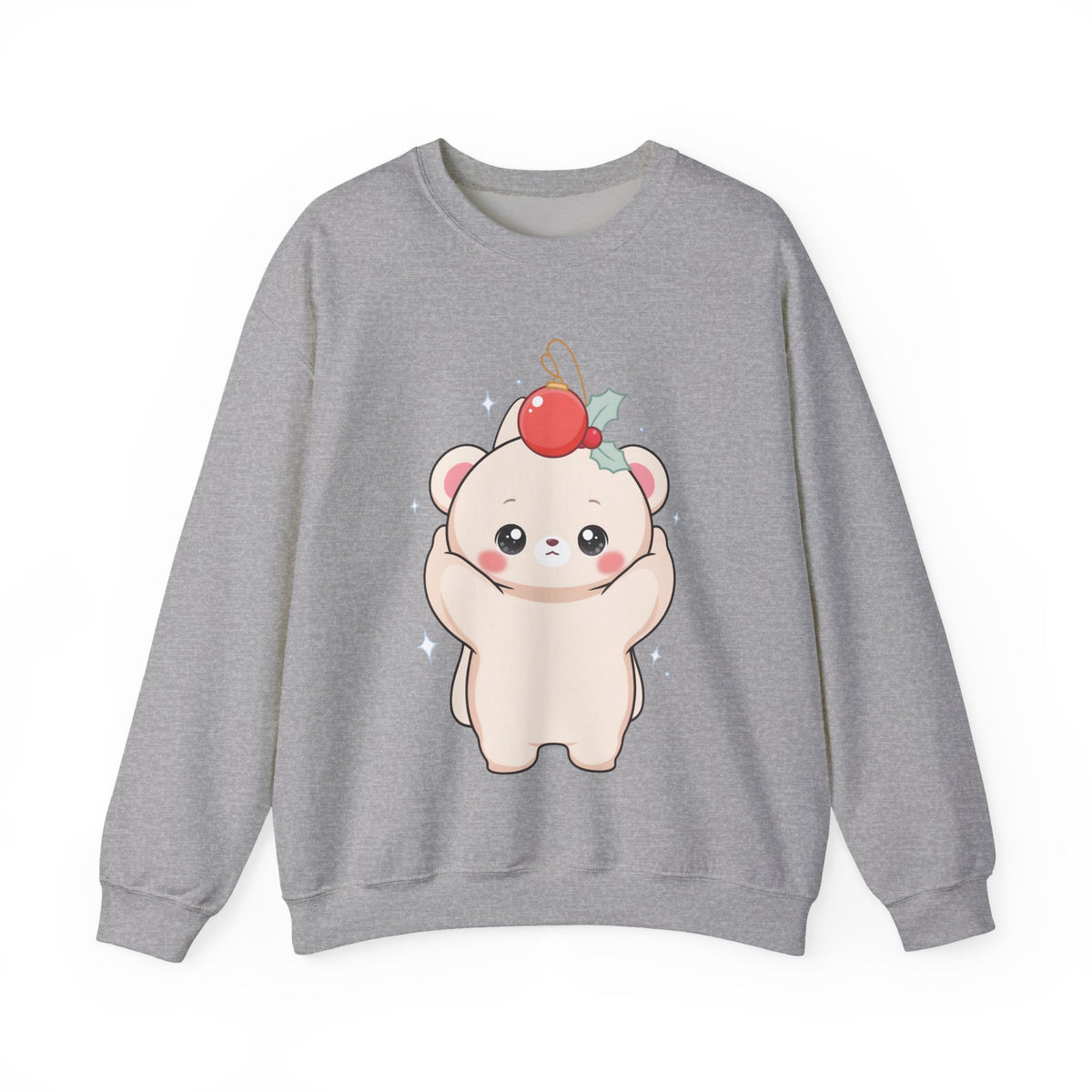 Kawaii Polar Bear Christmas Sweatshirt, Cute Holiday Crewneck