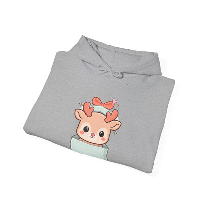 Kawaii Reindeer Hoodie, Gift Box Christmas Sweatshirt
