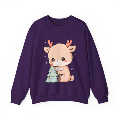 Kawaii Christmas Reindeer Sweatshirt, Cute Holiday Crewneck