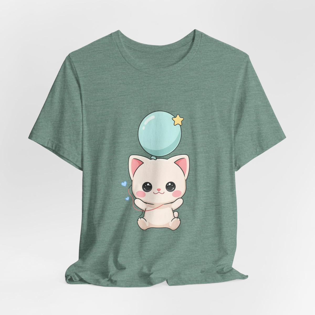 Kawaii Cat Balloon T-Shirt, Cute Chibi Kitty Tee
