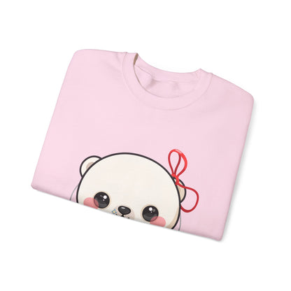 Kawaii Polar Bear Sweatshirt, Jingle Bell Holiday Crewneck
