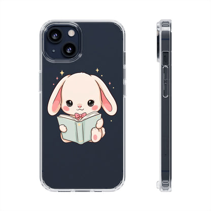 Kawaii Reading Bunny Clear Impact-Resistant Case
