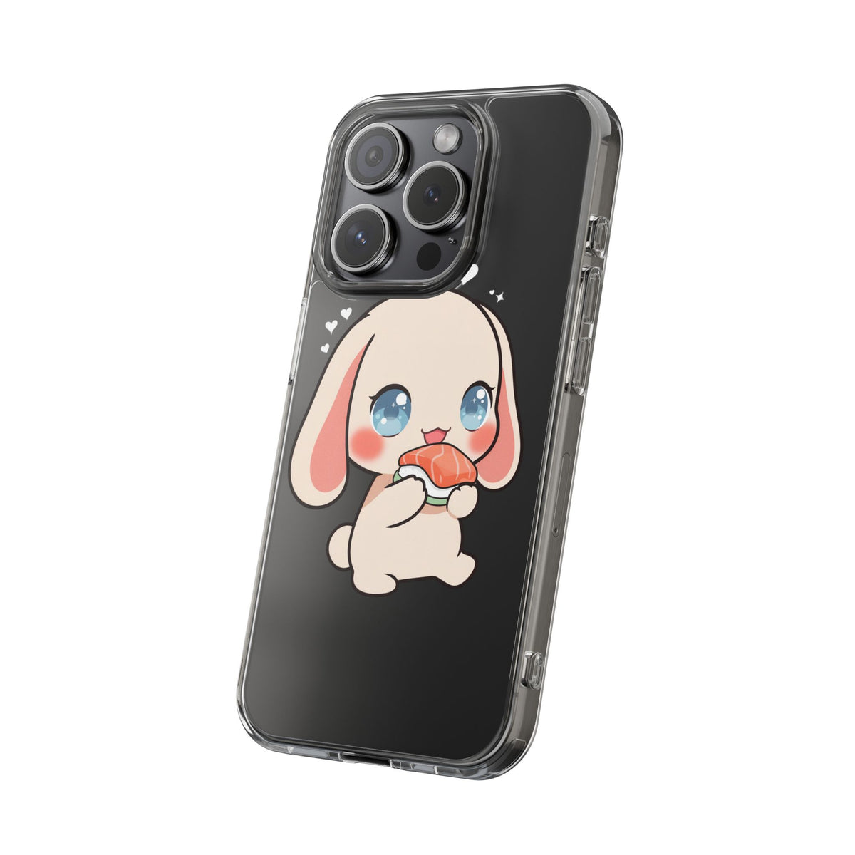 Kawaii Bunny Sushi Phone Case, Clear Impact-Resistant