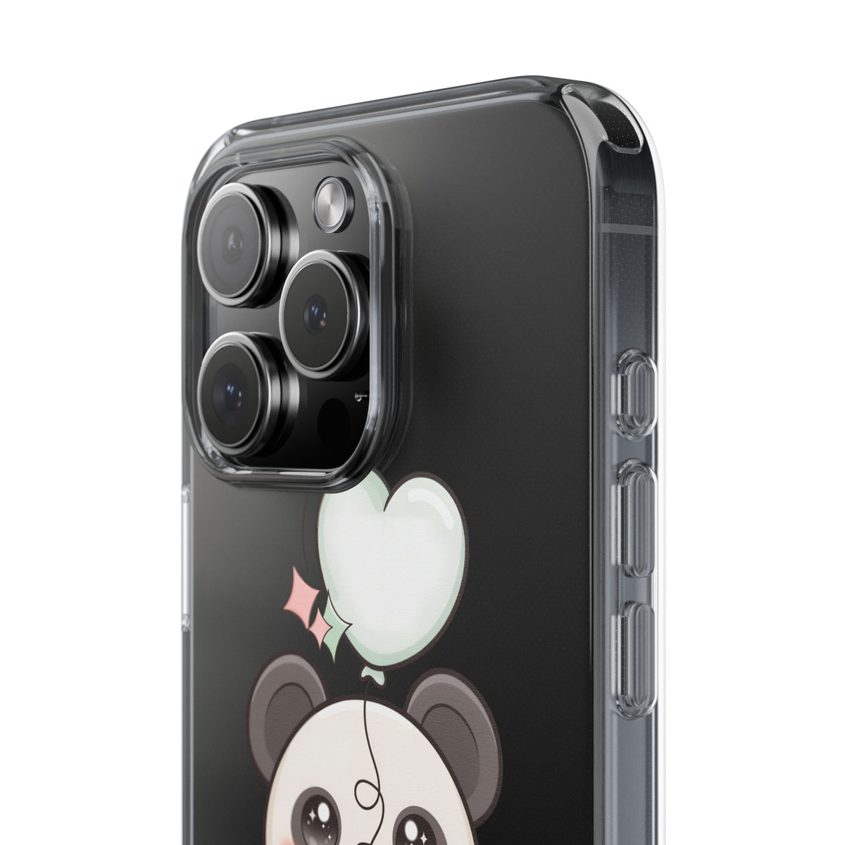 Kawaii Panda Clear Phone Case with Balloon