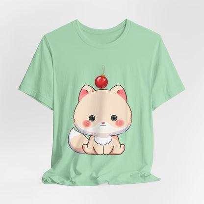Kawaii Arctic Fox Christmas T-Shirt for Holiday Fans