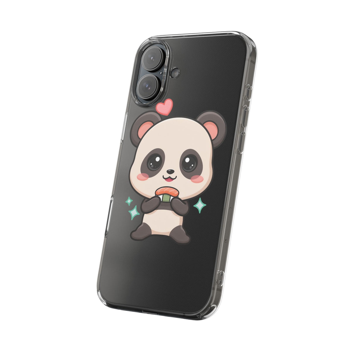 Kawaii Panda Sushi Phone Case, Clear Impact-Resistant Case