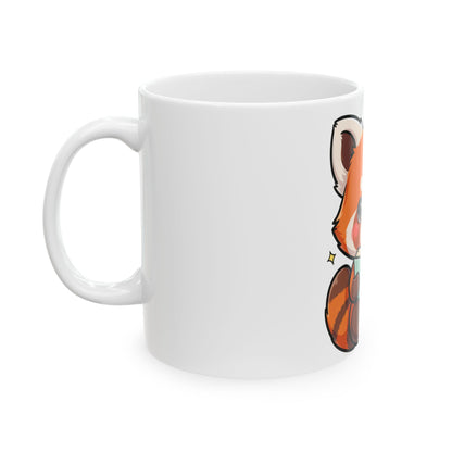 Red Panda Reading Mug, Cute Kawaii Ceramic Coffee Mug