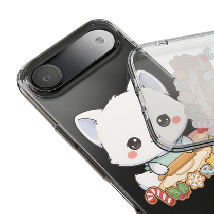 Christmas Fox Clear Phone Case, Kawaii Cookie Baker