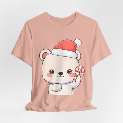 Kawaii Polar Bear Christmas Tee, Cute Holiday Gift
